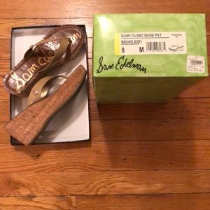 Sam Edelman Nude Wedges with Gold Accent